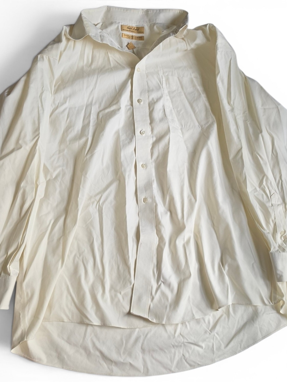 Roundtree & Yorke White Dress Shirt with Gold Labels
